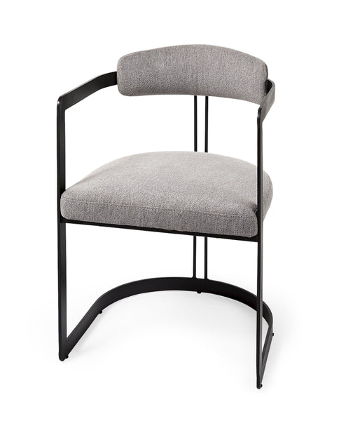 Grey Fabric & Curved Black Iron Chair