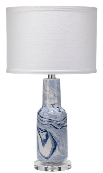 Hand Swirled Blue/White Ceramic Lamp