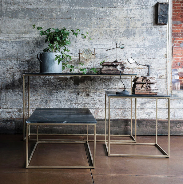 Black Stone Rectangular Console