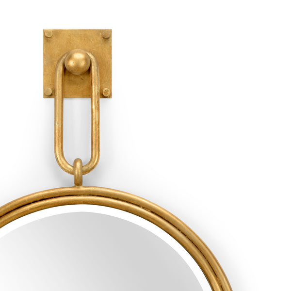 Gold Leaf Round Mirror w/ Hook