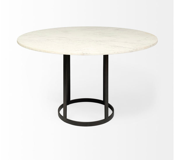 48” Marble Table w/ Black Iron Base