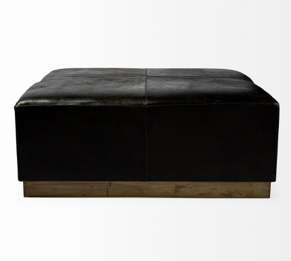 Black Leather Square Ottoman