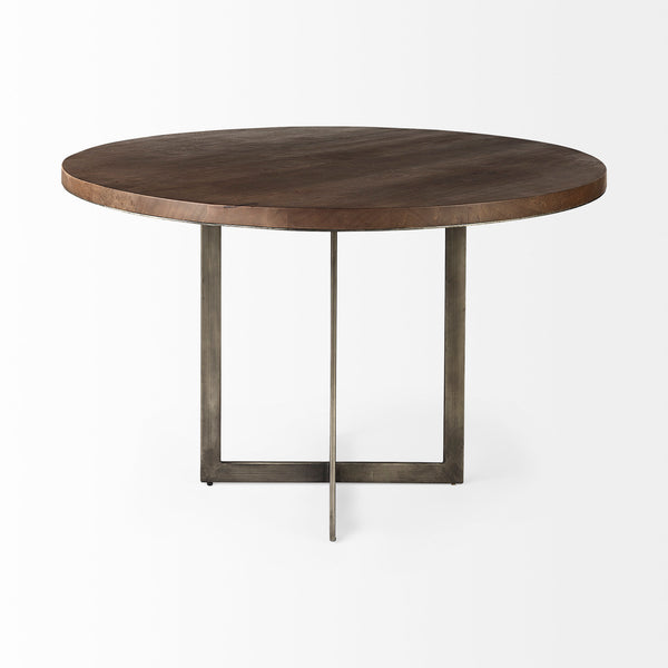 48” Brown Wood & Iron Dining Table