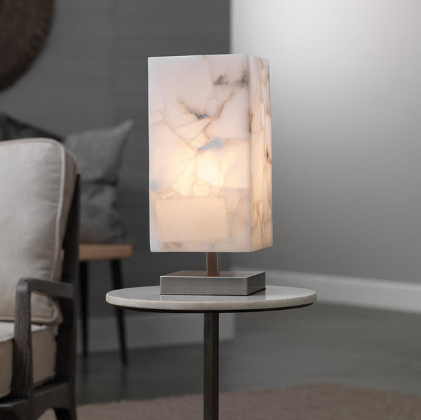 Alabaster Floating Lamp w/ Silver Base