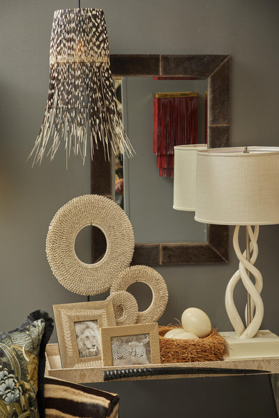 Triple Kudu Inner Horn Lamp-Cream Base