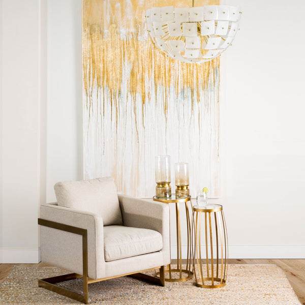 Cream & Gold Steel Accent Chair
