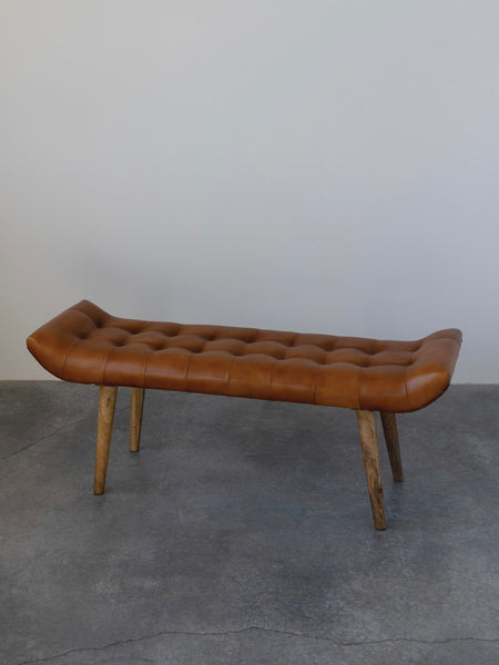 Leather Tufted Bench