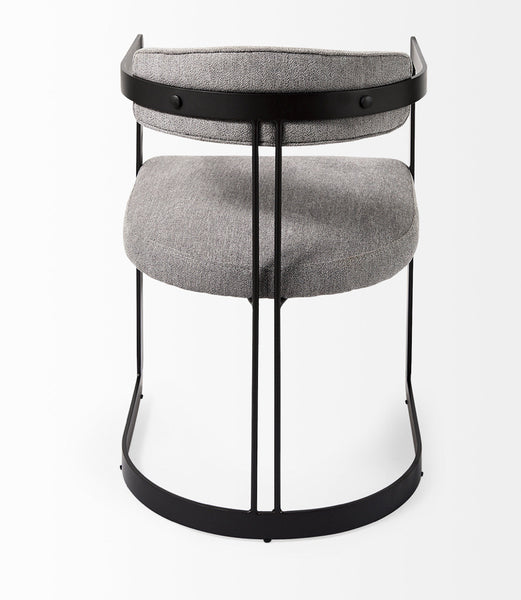 Grey Fabric & Curved Black Iron Chair