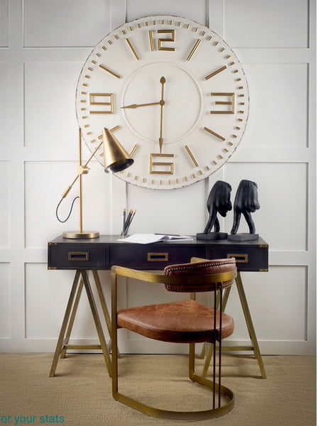 Brown Leather & Iron Dining Chair