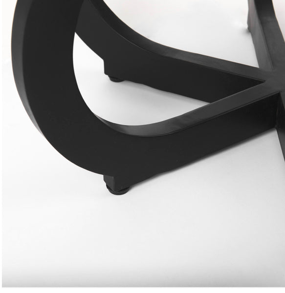 48” Marble & Black Iron Dining Table