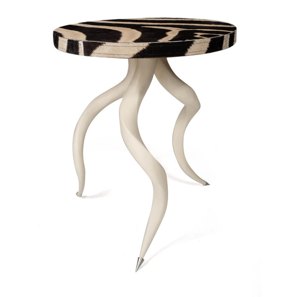 Kudu Inner Horn Table w/ Zebra Hide Top