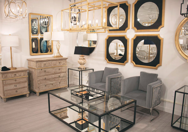 Black & Gold Leaf Mirror