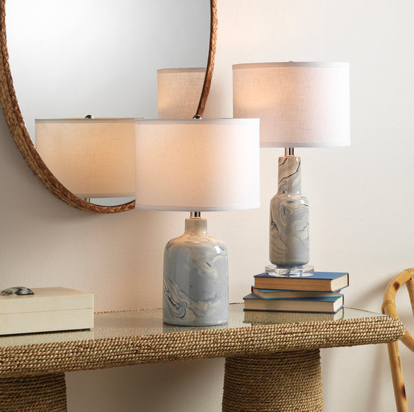 Hand Swirled Blue/White Ceramic Lamp
