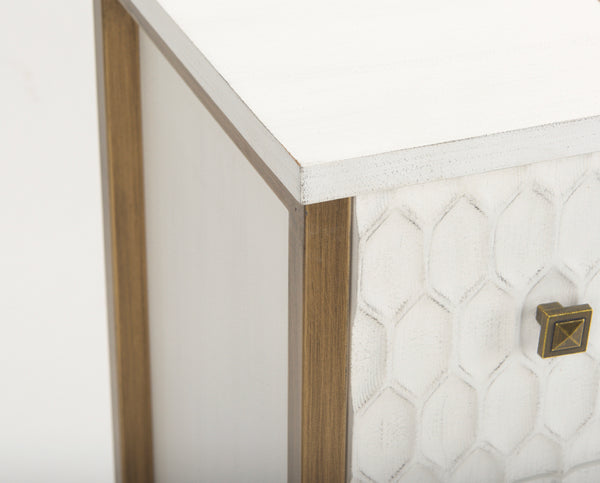 White & Gold 6 Drawer Chest