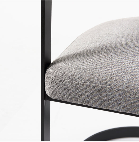 Grey Fabric & Curved Black Iron Chair