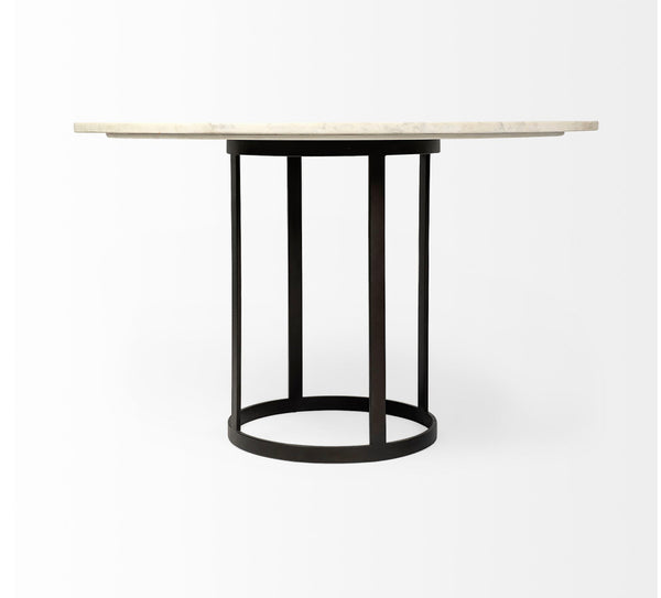 48” Marble Table w/ Black Iron Base