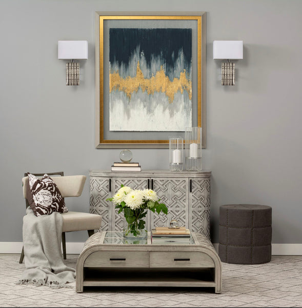 Grey 4 Door Curved Cabinet