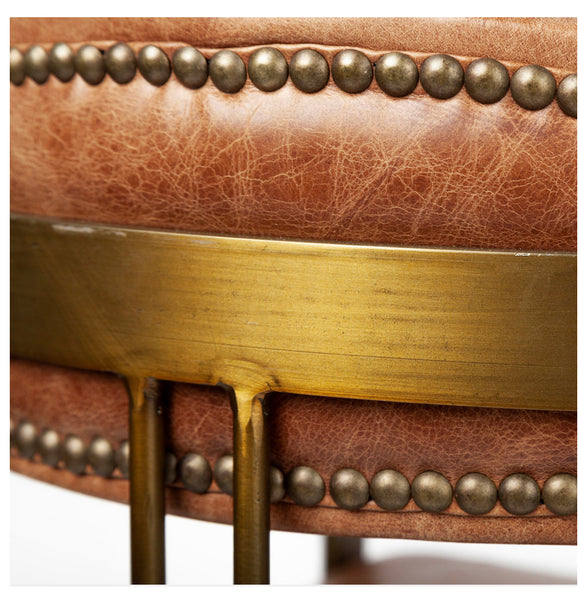 Brown Leather & Iron Dining Chair