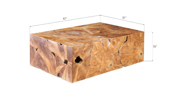 Teak Slice Rectangular Coffee Table