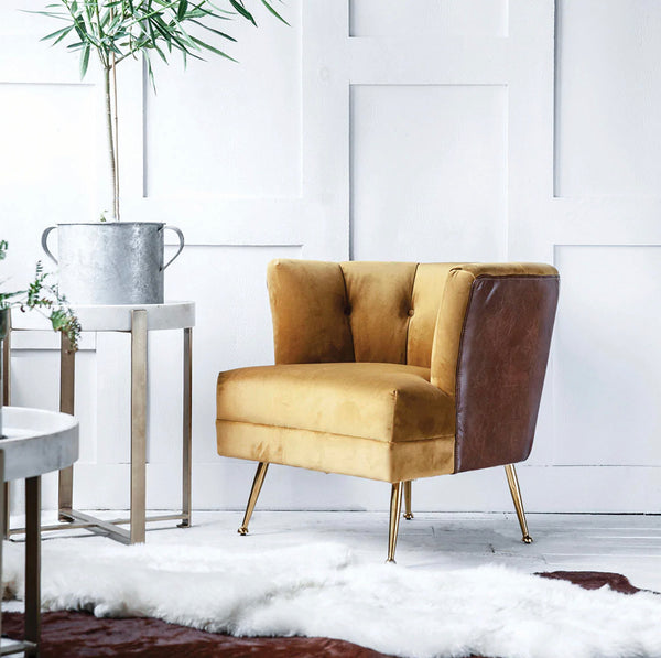 Velvet & Leather Chair