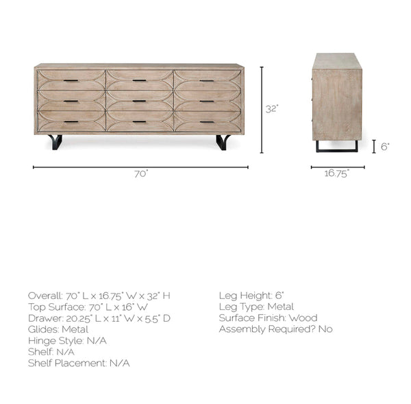 Oval Pattern 9 Drawer Sideboard