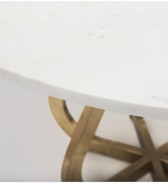 48” Marble & Gold Iron Dining Table