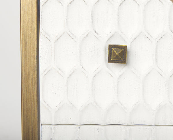 White & Gold 6 Drawer Chest