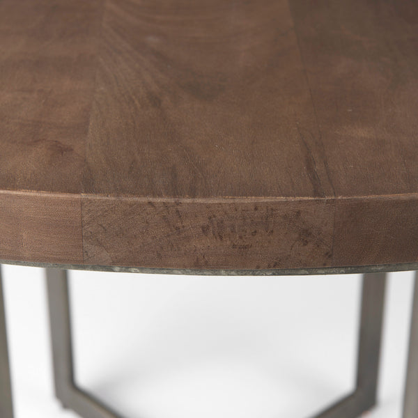 48” Brown Wood & Iron Dining Table