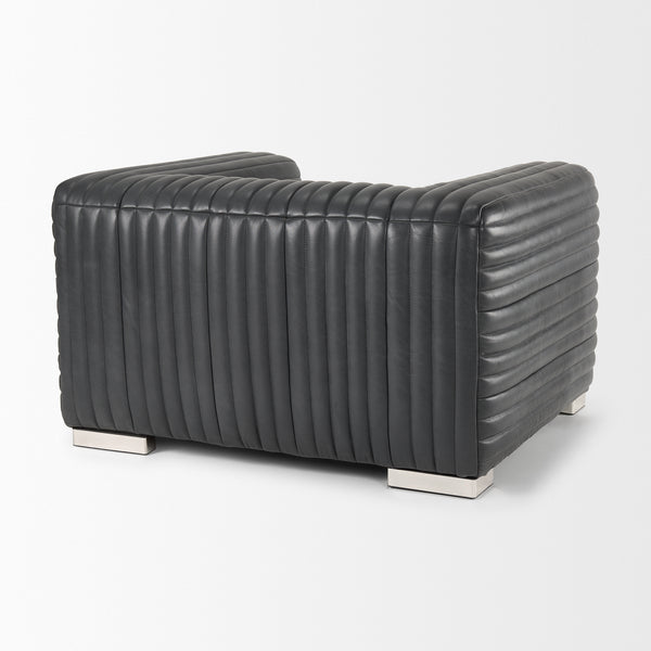 Black Leather Upholstered Arm Chair
