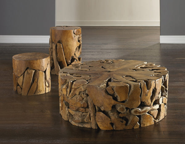 Teak Chunk Round Coffee Table