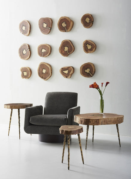 Molten Brass & Wood Side Table lrg