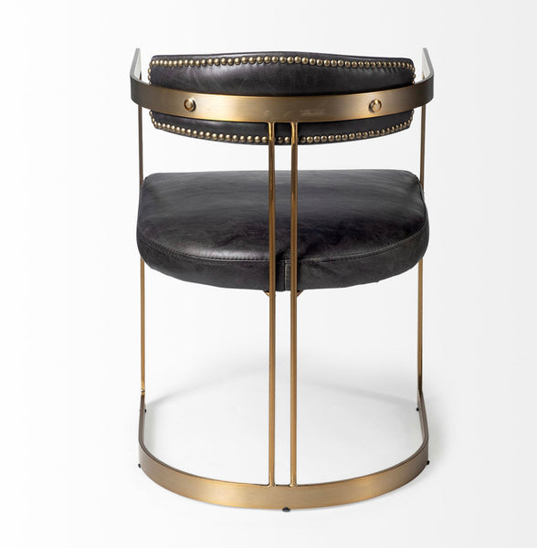 Black Leather & Iron Dining Chair