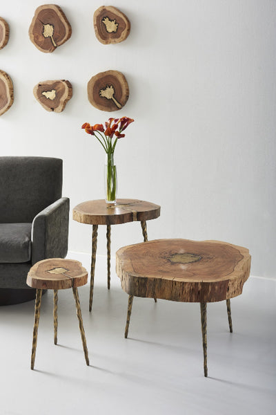 Molten Brass & Wood Side Table lrg