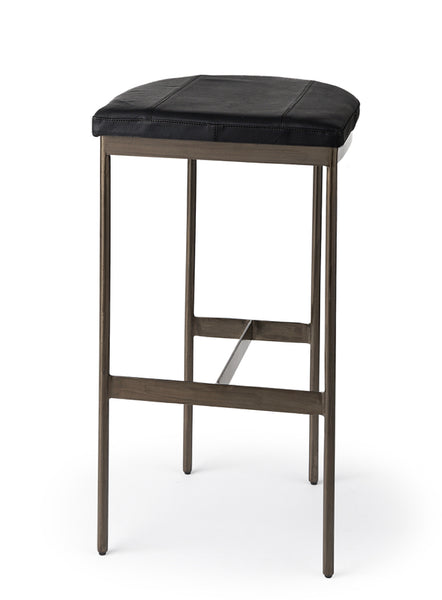 Black Faux Leather Bar Stool