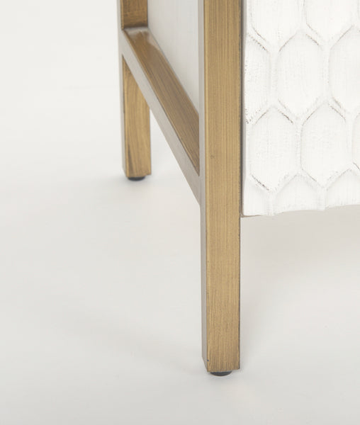 White & Gold 6 Drawer Chest