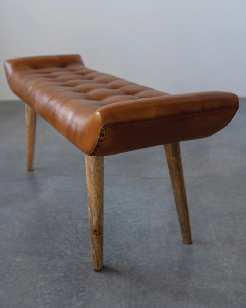 Leather Tufted Bench