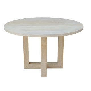 48” White Wash Wood Dining Table