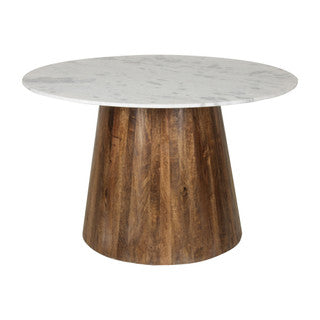 48” Marble Dining Table w/ Wood Base