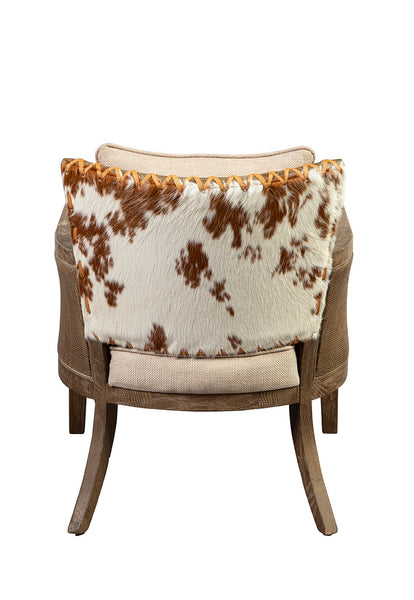 Oak, Linen, Leather & Hide Arm Chair