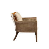 Oak, Linen, Leather & Hide Arm Chair