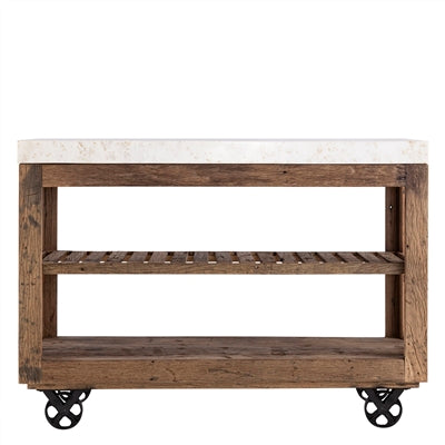 Reclaimed Wood Island with a Marble Top
