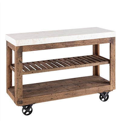Reclaimed Wood Island with a Marble Top