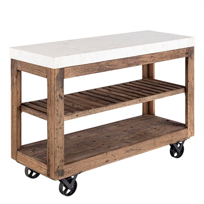 Reclaimed Wood Island with a Marble Top