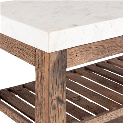 Reclaimed Wood Island with a Marble Top