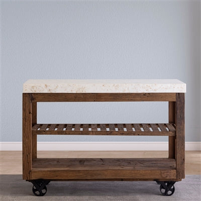 Reclaimed Wood Island with a Marble Top