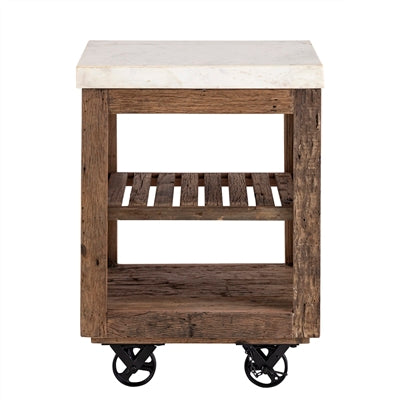 Reclaimed Wood Island with a Marble Top small