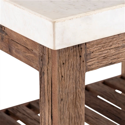 Reclaimed Wood Island with a Marble Top small