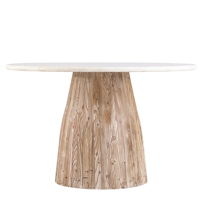 47” Whitewashed Wood Table with a Marble Top