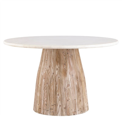 47” Whitewashed Wood Table with a Marble Top
