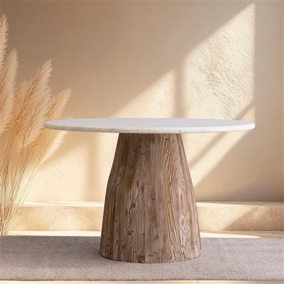 47” Whitewashed Wood Table with a Marble Top